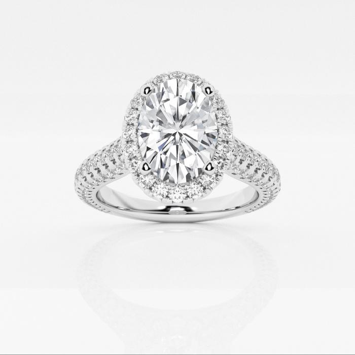 Certified 3 ctw Oval Diamond Pave Halo Engagement Ring 14K White Gold (1 of 2)
