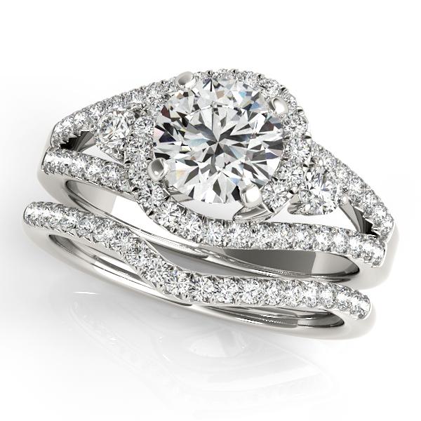 Certified 2.45 CTW Diamond Engagement Ring SET 18K White Gold (1 of 2)