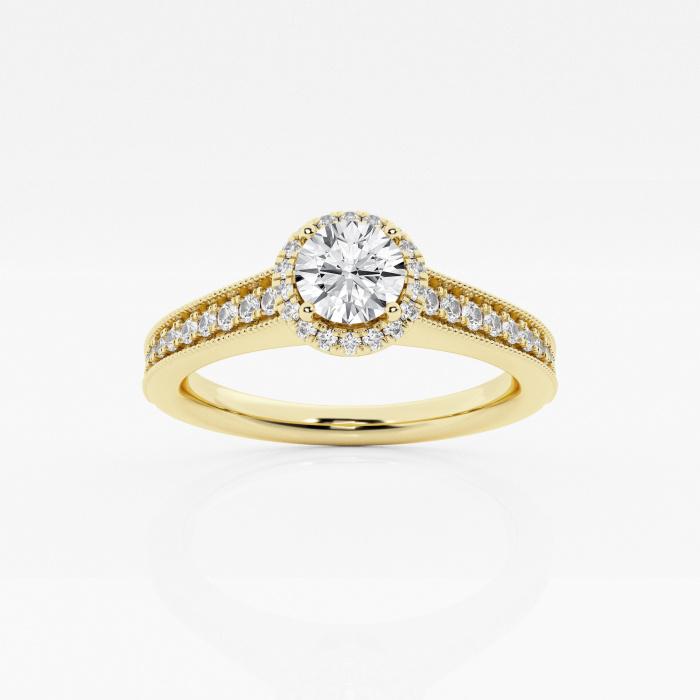 Certified 5/8 ctw Round Diamond Vintage Halo Engagement Ring 14K Yellow Gold (1 of 2)