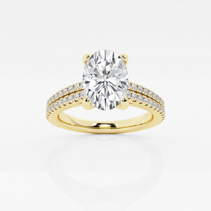 Certified 1 1/8 ctw Oval Diamond Double Row Engagement Ring 14K Yellow Gold (1 of 2)