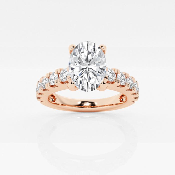 Certified 2 1/2 ctw Oval Diamond Engagement Ring with Split Prong Side Accents 14K Rose Gold (1 of 2)