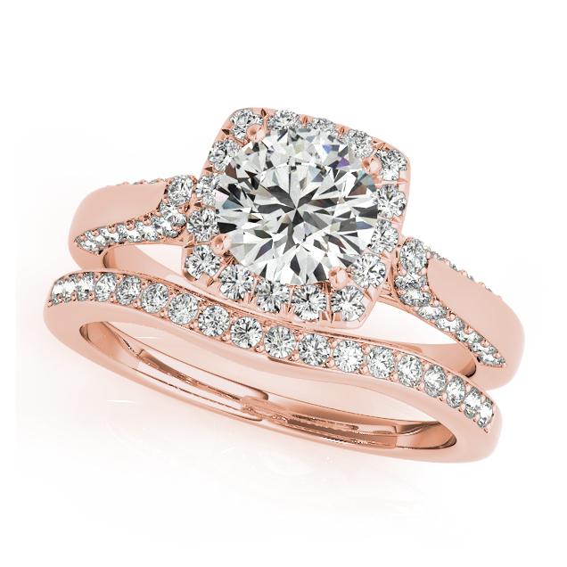 Certified 2.38 CTW Diamond Engagement Ring SET 18K Rose Gold (1 of 2)