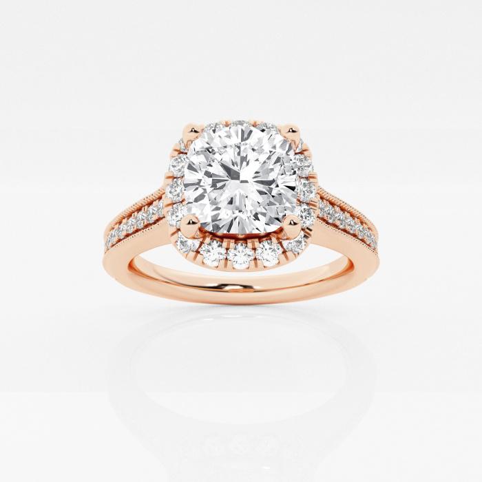 Certified 1 1/3 ctw Cushion Diamond Channel Halo Engagement Ring 14K Rose Gold (1 of 2)
