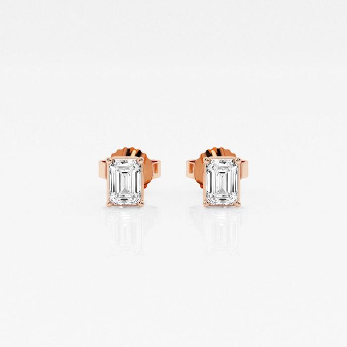 Certified 1/2 ctw Emerald Diamond Solitaire Stud Earrings 14K Rose Gold (1 of 3)