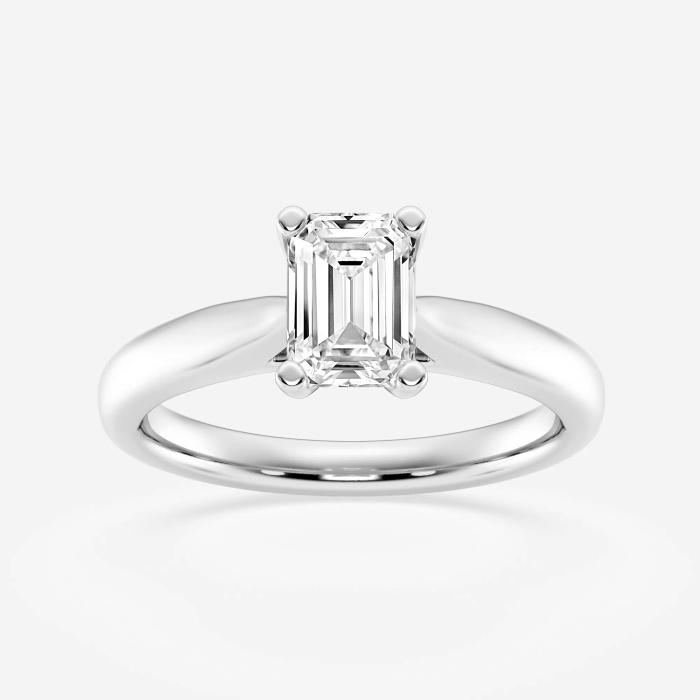 Certified 1 ctw Emerald Diamond Cathedral Solitaire Engagement Ring 14K White Gold (1 of 2)