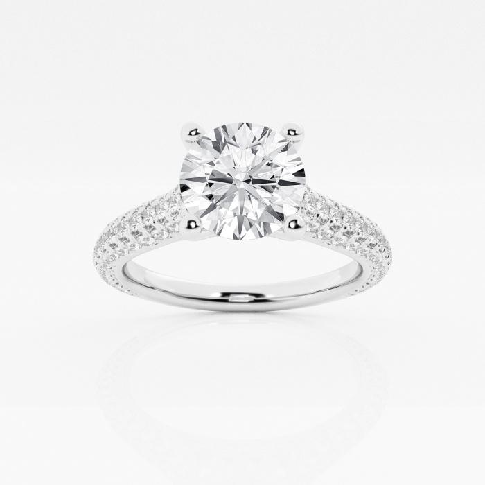 Certified 2 3/4 ctw Round Diamond Pave Engagement Ring 14K White Gold (1 of 2)
