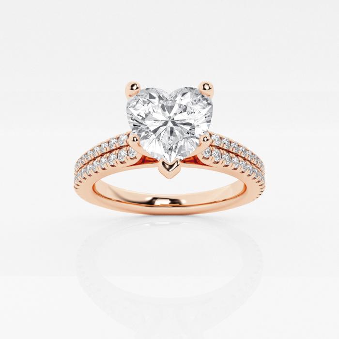 Certified 1 3/8 ctw Heart Diamond Double Row Engagement Ring 14K Rose Gold (1 of 2)