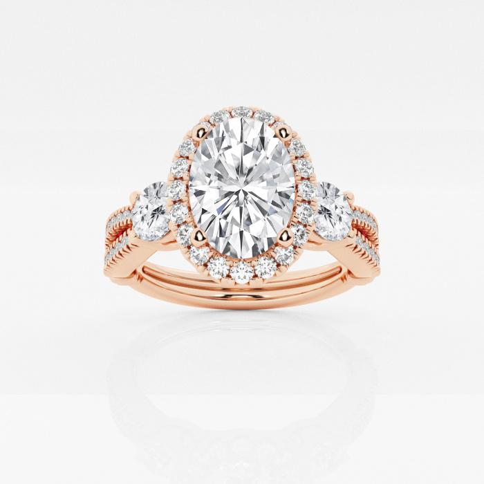 Certified 3 ctw Oval Diamond Knot Halo Engagement Ring 14K Rose Gold (1 of 2)