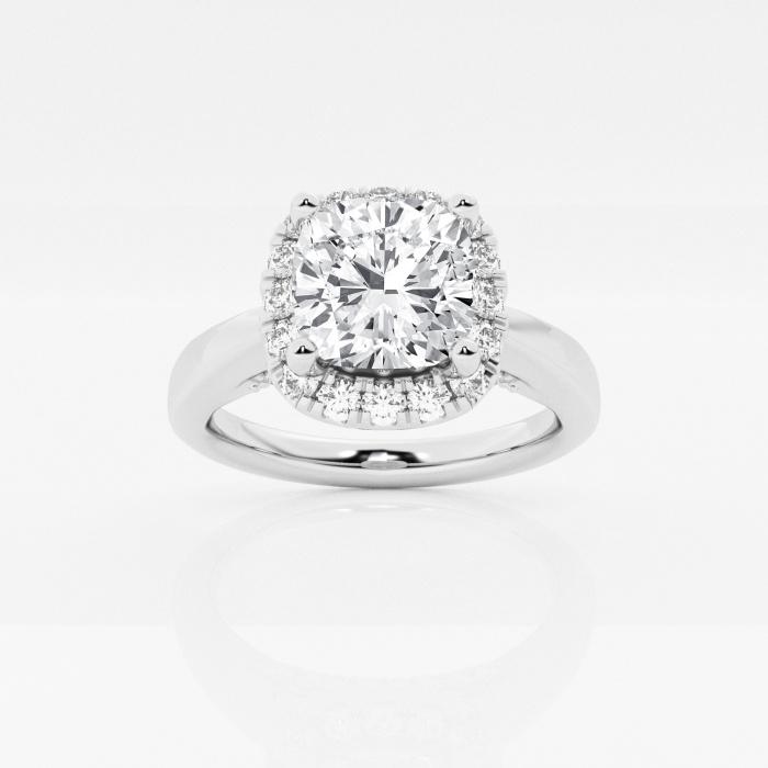 Certified 1 1/3 ctw Cushion Diamond Diamond Arch Halo Engagement Ring 14K White Gold (1 of 2)