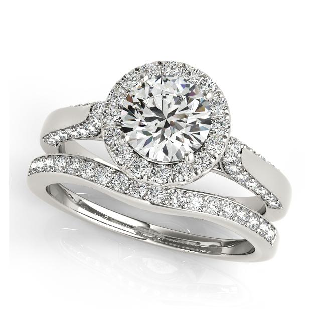 Certified 2.38 CTW Diamond Engagement Ring SET 18K White Gold (1 of 2)