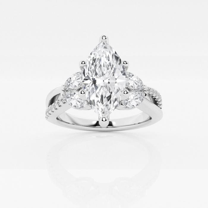 Certified 1 ctw Marquise Diamond Flower Petal Engagement Ring 14K White Gold (1 of 2)