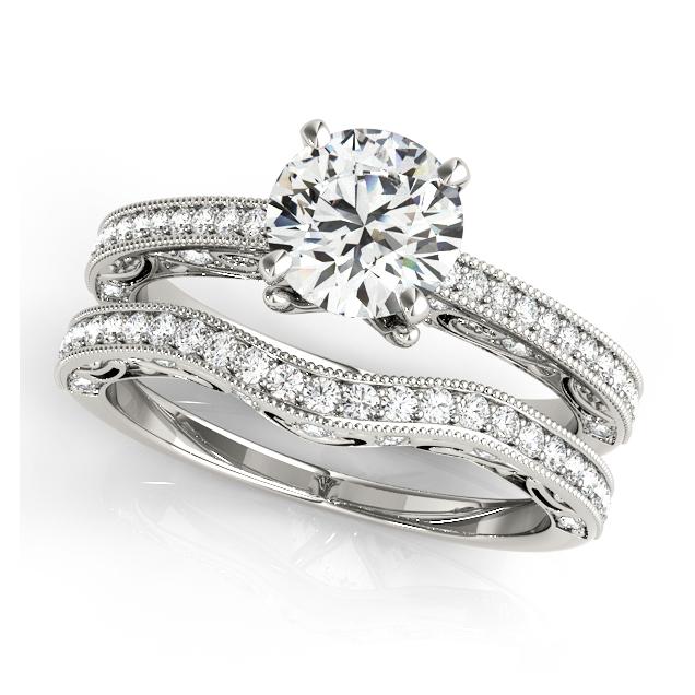 Certified 1.9 CTW Diamond Engagement Ring SET 18K White Gold (1 of 2)