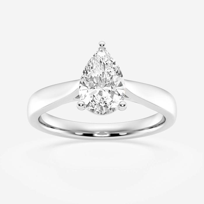 Certified 1 1/2 ctw Pear Diamond Trellis Solitaire Engagement Ring 14K White Gold (1 of 2)