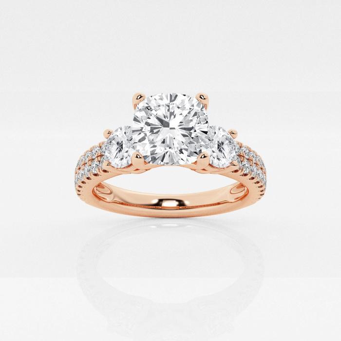 Certified 2 1/4 ctw Cushion Diamond Engagement Ring with Double Row Side Side Accents 14K Rose Gold (1 of 2)