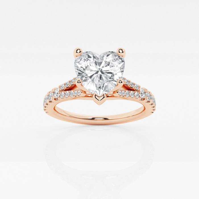 Certified 1 ctw Heart Diamond Split Shank Engagement Ring 14K Rose Gold (1 of 2)