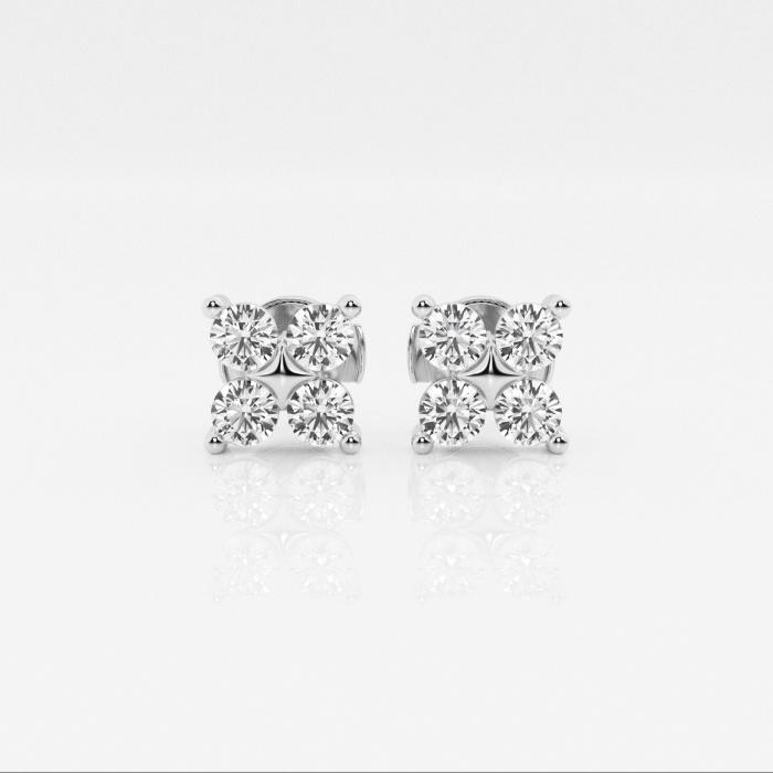 Certified 1 1/2 ctw Round Diamond Four Stone Stud Earrings 14K White Gold (1 of 3)