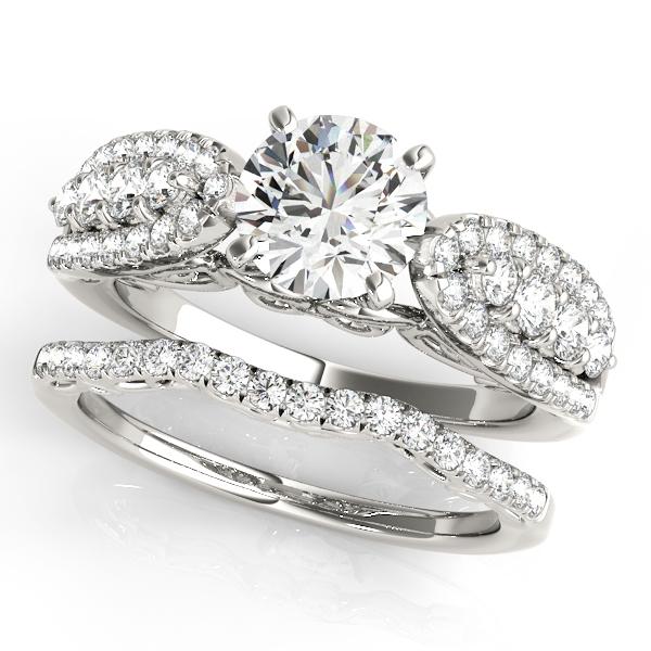 Certified 1.5 CTW Diamond Engagement Ring SET 18K White Gold (1 of 2)