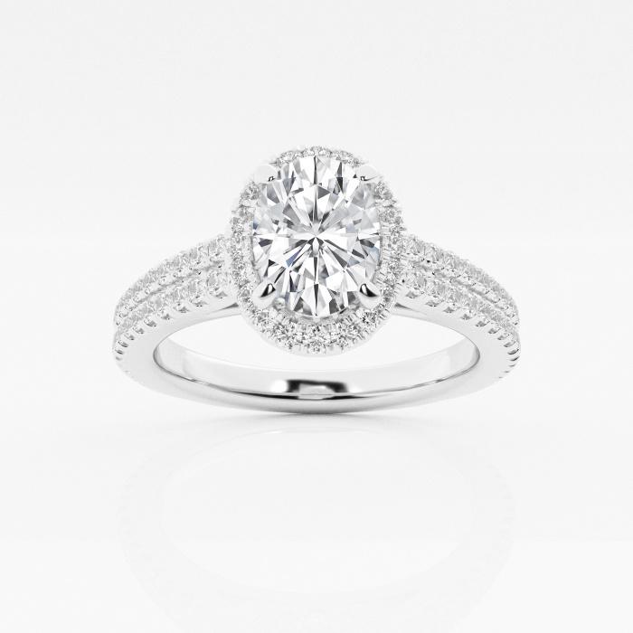 Certified 1 1/2 ctw Round Diamond Double Row Halo Engagement Ring Platinum (1 of 2)