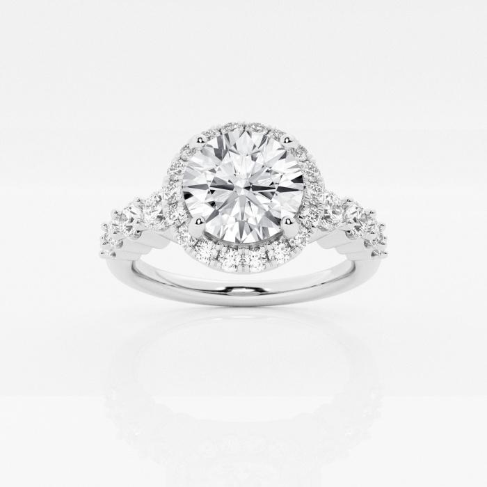 Certified 1 2/3 ctw Round Diamond Graduated Halo Engagement Ring 14K White Gold (1 of 2)