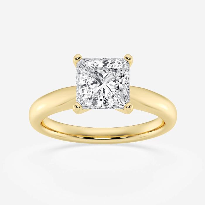 Certified 1 1/2 ctw Princess Diamond Cathedral Solitaire Engagement Ring 14K Yellow Gold (1 of 2)