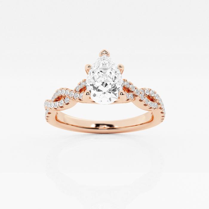 Certified 1 1/4 ctw Pear Diamond Twist Engagement Ring 14K Rose Gold (1 of 2)