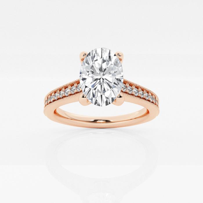 Certified 1 2/3 ctw Oval Diamond Engagement Ring with Channel Side Accents 14K Rose Gold (1 of 2)