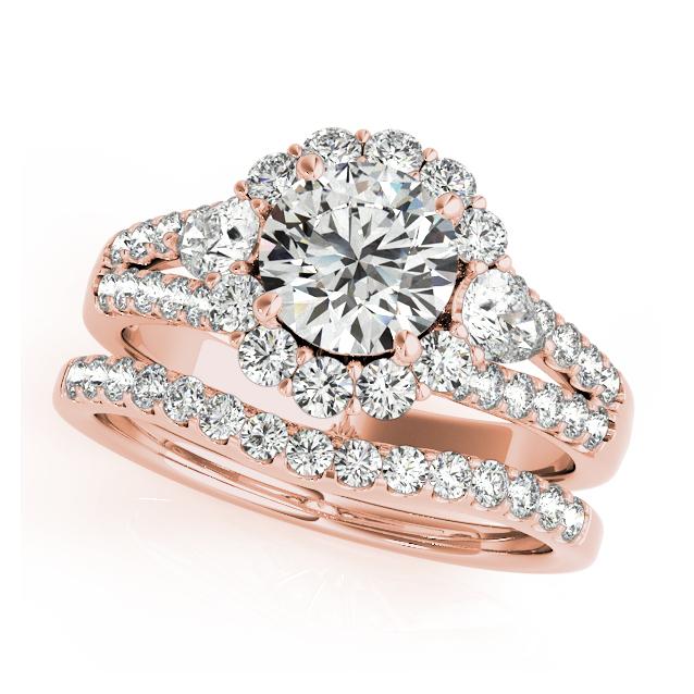 Certified 1.85 CTW Diamond Engagement Ring SET 18K Rose Gold (1 of 2)