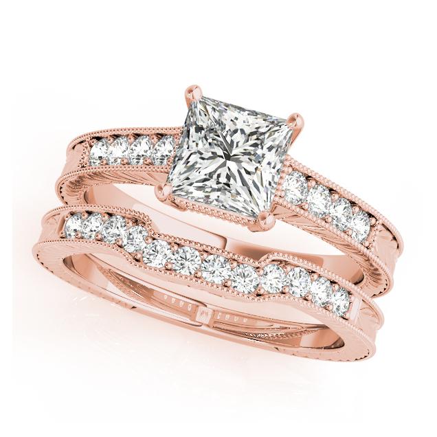 Certified 1.86 CTW Diamond Engagement Ring SET 18K Rose Gold (1 of 2)