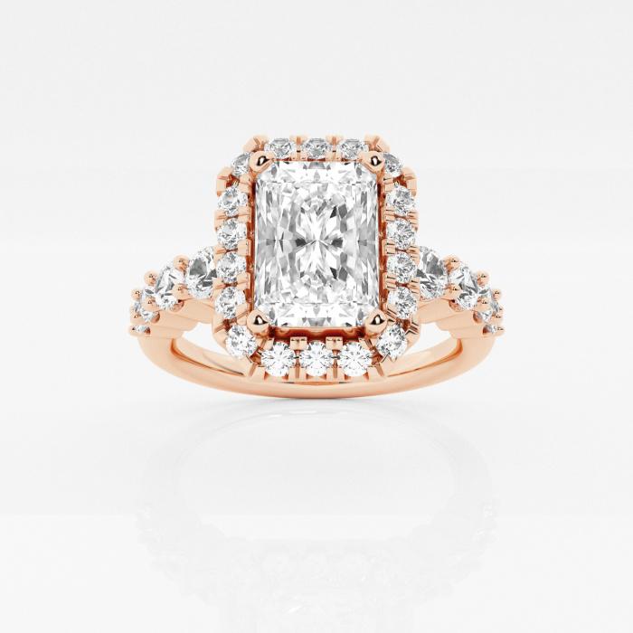 Certified 1 2/3 ctw Radiant Diamond Graduated Halo Engagement Ring 14K Rose Gold (1 of 2)