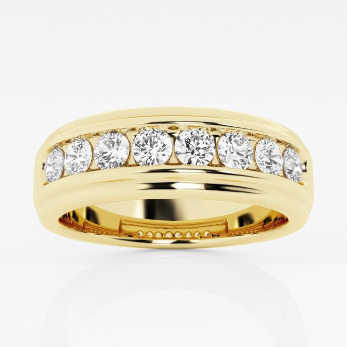 Certified 1 ctw Round Diamond Mens Wedding Band 14K Yellow Gold (1 of 2)