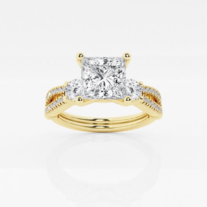 Certified 1 1/2 ctw Princess Diamond Knot Engagement Ring 14K Yellow Gold (1 of 2)