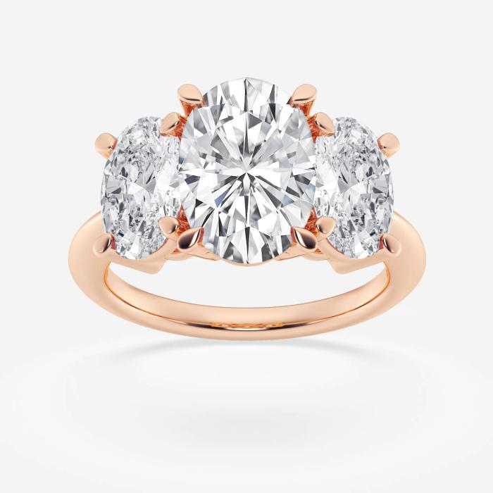 Certified 7 ctw Oval Diamond Three Stone Engagement Ring 18K Rose Gold (1 of 2)