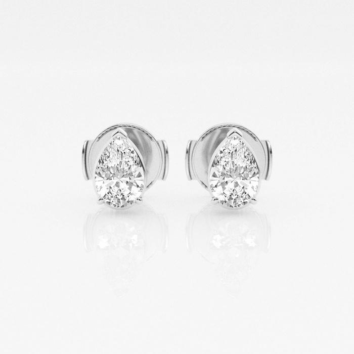 Certified 1 ctw Pear Diamond Solitaire Stud Earrings 14K White Gold (1 of 2)