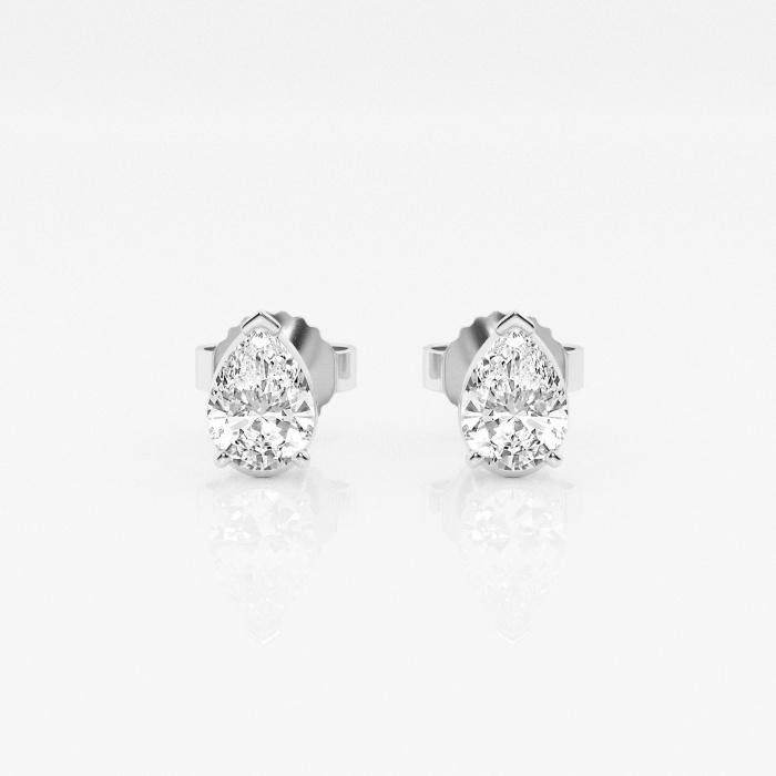 Certified 1/2 ctw Pear Diamond Solitaire Stud Earrings 14K White Gold (1 of 3)