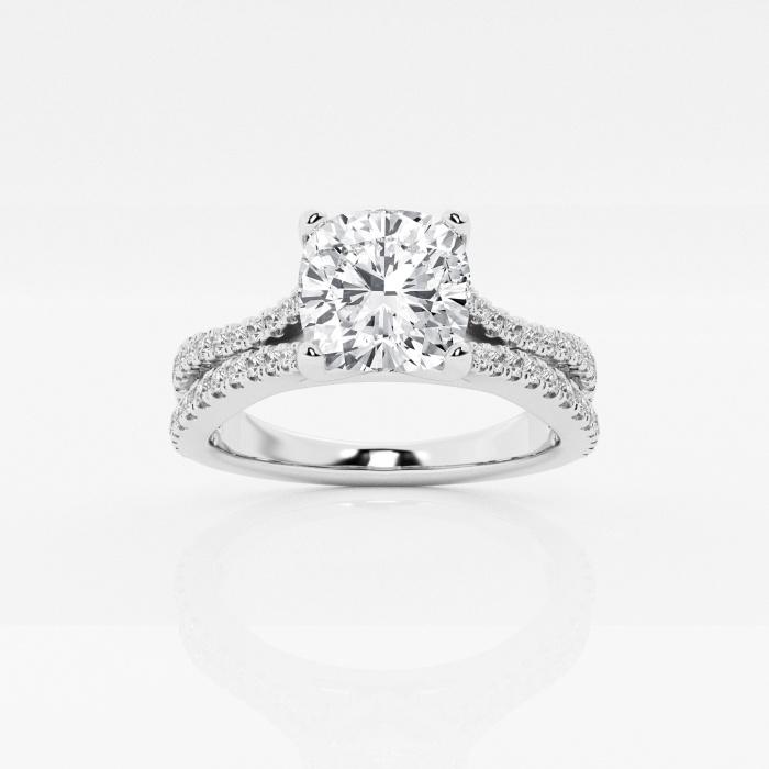 Certified 1 7/8 ctw Cushion Diamond Wave Engagement Ring 14K White Gold (1 of 2)