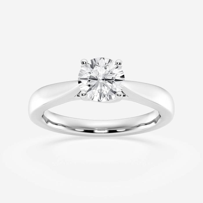 Certified 1 ctw Round Diamond Floral Solitaire Engagement Ring 14K White Gold (1 of 2)