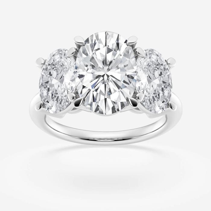 Certified 9 ctw Oval Diamond Three Stone Engagement Ring Platinum (1 of 2)