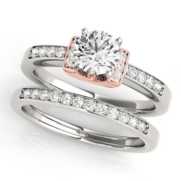 Certified 1.1 CTW Diamond Engagement Ring SET 18K Rose Gold (1 of 2)