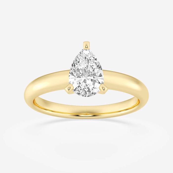 Certified 1 ctw Pear Diamond Classic Solitaire Engagement Ring 14K Yellow Gold (1 of 2)