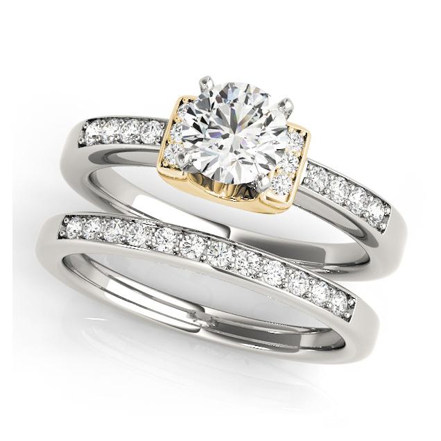 Certified 1.1 CTW Diamond Engagement Ring SET 18K Yellow Gold (1 of 2)