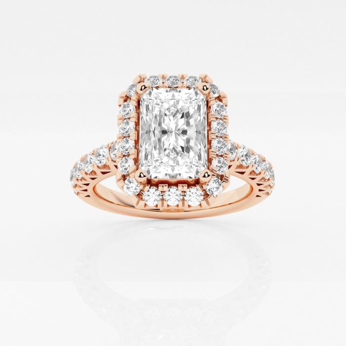 Certified 2 7/8 ctw Radiant Diamond Royal Crown Halo Engagement Ring 14K Rose Gold (1 of 2)