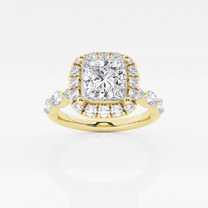 Certified 2 1/3 ctw Princess Diamond Floating Marquise Halo Engagement Ring 14K Yellow Gold (1 of 2)