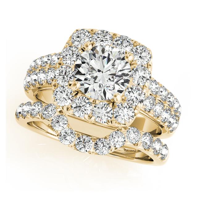 Certified 3 CTW Diamond Engagement Ring SET 18K Yellow Gold (1 of 2)