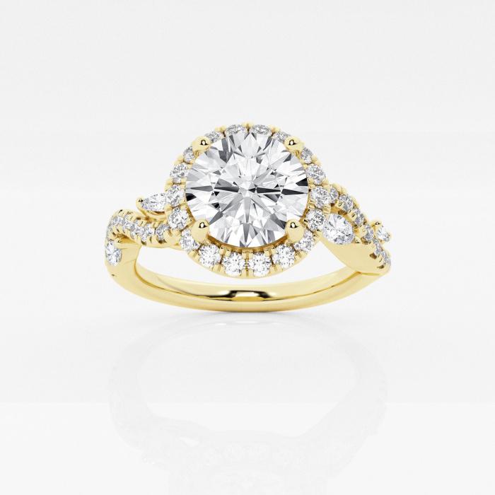Certified 2 2/3 ctw Round Diamond Marquise Vine Halo Engagement Ring 14K Yellow Gold (1 of 2)