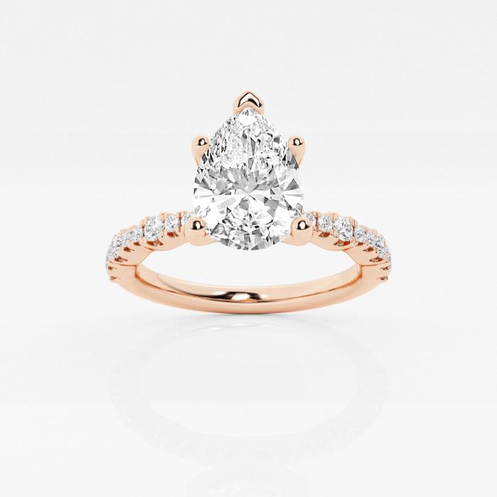 Certified 1 7/8 ctw Pear Diamond Station Engagement Ring 14K Rose Gold (1 of 2)
