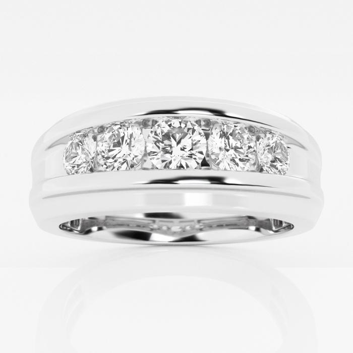 Certified 1 ctw Round Diamond Mens Wedding Band 14K White Gold (1 of 2)