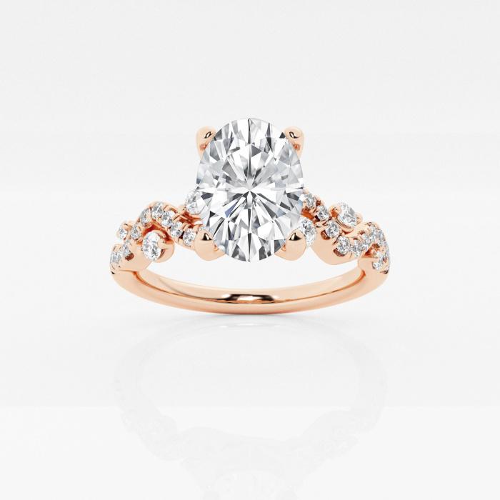 Certified 1 1/8 ctw Oval Diamond Vine Engagement Ring 14K Rose Gold (1 of 2)