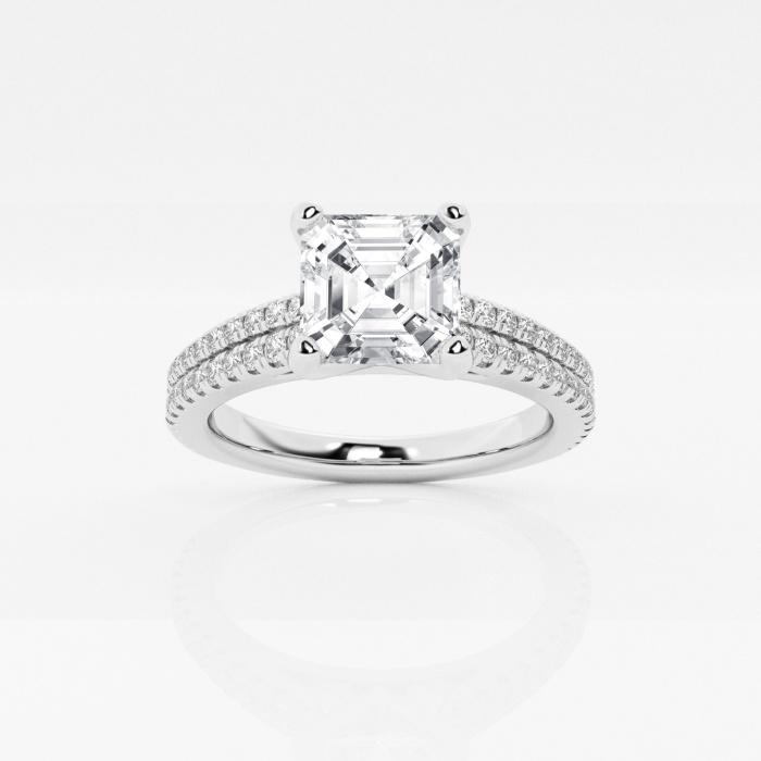 Certified 1 1/8 ctw Asscher Diamond Double Row Engagement Ring 14K White Gold (1 of 2)