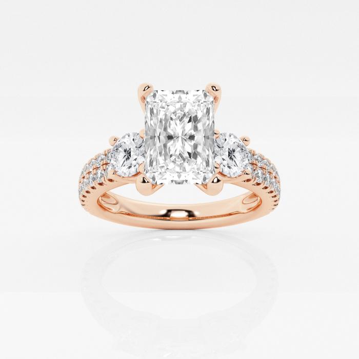 Certified 2 1/4 ctw Radiant Diamond Engagement Ring with Double Row Side Side Accents 14K Rose Gold (1 of 2)