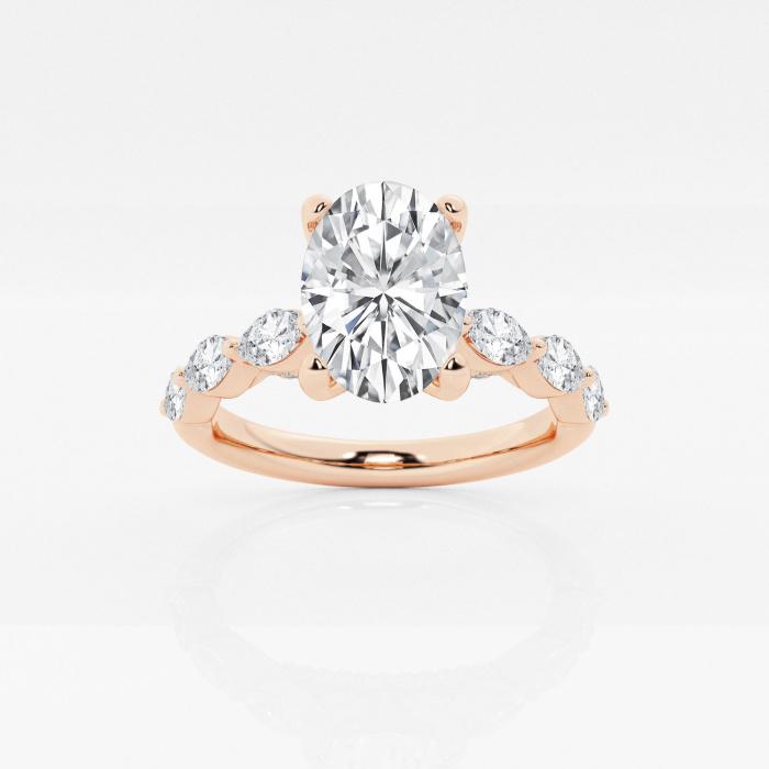Certified 2 1/2 ctw Oval Diamond Engagement Ring with Floating Marquise Side Accents 14K Rose Gold (1 of 2)